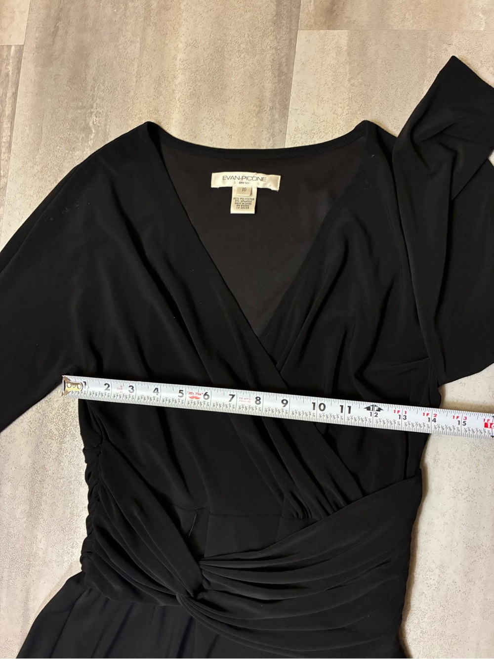 Evan Picone Black Long-Sleeve V-Neck Wrap Dress - Picture 8 of 8